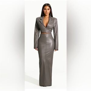 Naked Wardrobe 2 pcs set faux leather jacket and skirt,brand new with tags.